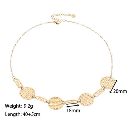 Retro Round Titanium Steel Women's Bracelets Necklace