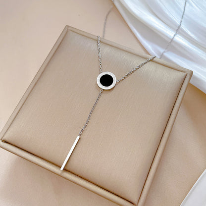 Modern Style Classic Style Solid Color Titanium Steel Plating Inlay Artificial Gemstones Gold Plated Pendant Necklace
