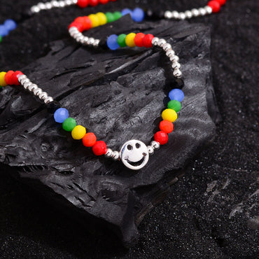 Ig Style Smiley Face Copper Beaded Necklace