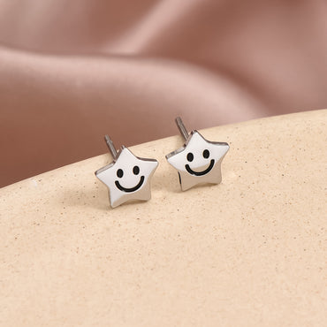 1 Pair Cute Sweet Rabbit Star Fish Bone Epoxy Inlay Stainless Steel Artificial Pearls Zircon Ear Studs
