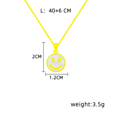 Hip-hop Simple Style Smiley Face Titanium Steel Plating 18k Gold Plated Pendant Necklace