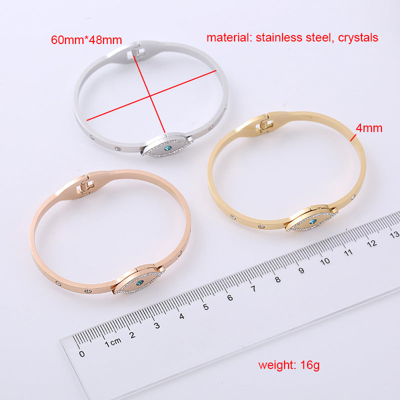 304 Stainless Steel 18K Gold Plated Rose Gold Plated Casual Elegant Plating Inlay Eye Rhinestones Bangle