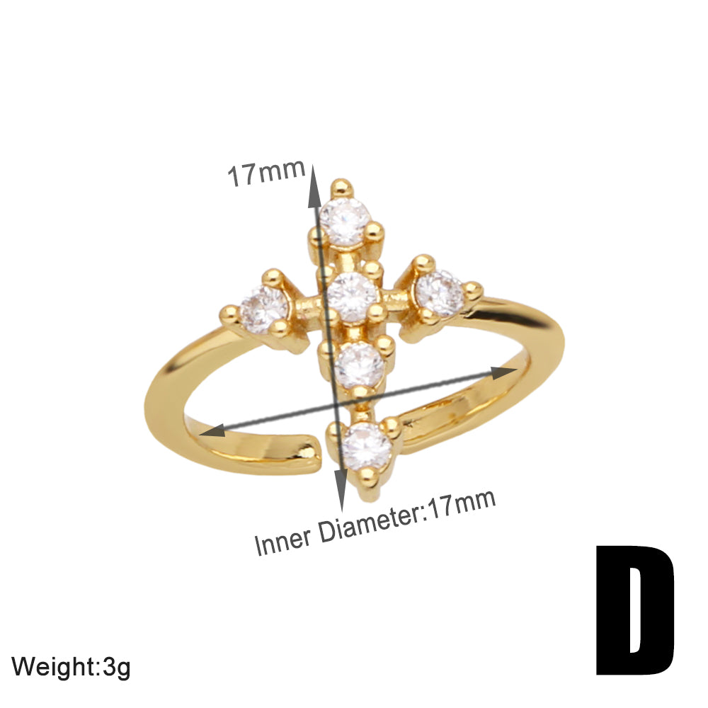 Wholesale Modern Style Simple Style Bear Copper Plating Inlay 18K Gold Plated Zircon Rings