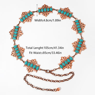 Vintage Style Bohemian Geometric Zinc Alloy Inlay Turquoise Rose Gold Plated Gold Plated Silver Plated Women's Waist Chain