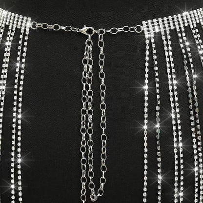 Elegant Gothic Heart Shape Zinc Alloy Inlay Rhinestones Silver Plated Women's Waist Chain
