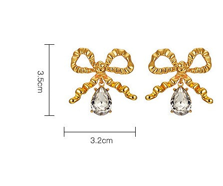 Copper Simple Style Classic Style Bow Knot Inlay Artificial Gemstones Earrings