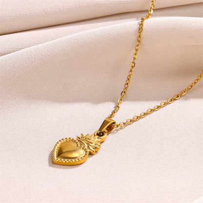 304 Stainless Steel 18K Gold Plated Simple Style Classic Style Plating Heart Shape Pendant Necklace