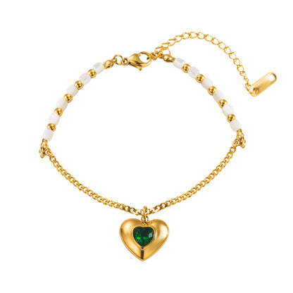 Elegant Luxurious Pentagram Heart Shape Pearl Imitation Pearl Titanium Steel Plating Inlay Rhinestones Gold Plated New Year Women's Bracelets