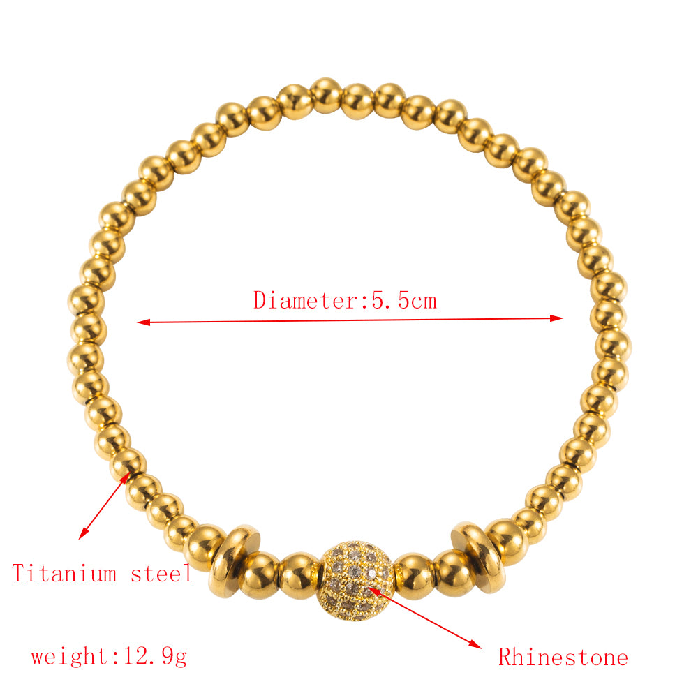 Titanium Steel Gold Plated Simple Style Classic Style Inlay Geometric Rhinestones Bracelets