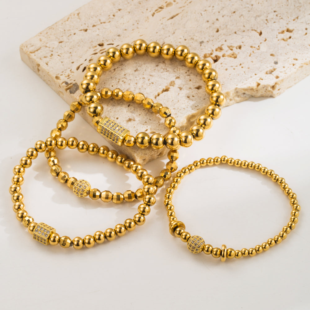 Titanium Steel Gold Plated Simple Style Classic Style Inlay Geometric Rhinestones Bracelets