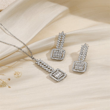 Copper 18K Gold Plated Simple Style Classic Style Plating Inlay Splicing Zircon Jewelry Set