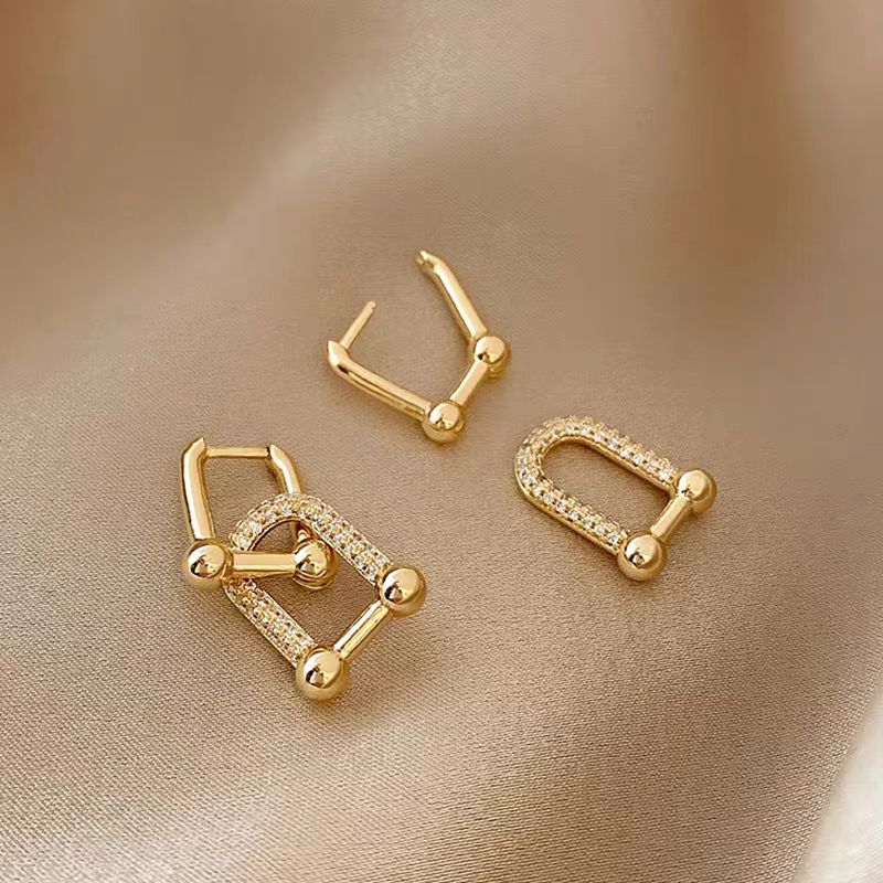 Copper 18K Gold Plated IG Style Nordic Style Baroque Style Plating Inlay Geometric Zircon Earrings Necklace