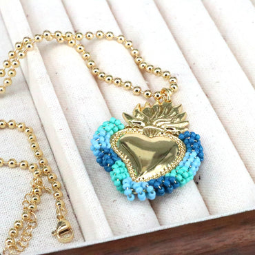 Copper 18K Gold Plated Vintage Style Heart Shape Pendant Necklace