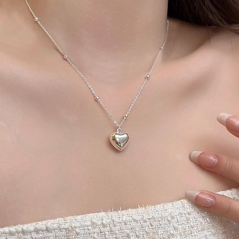 Sterling Silver Elegant Lady Modern Style Heart Shape Pendant Necklace