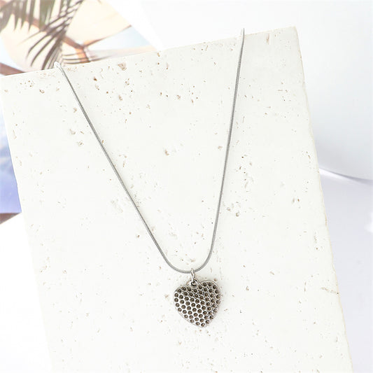 304 Stainless Steel Sweet Simple Style Heart Shape Pendant Necklace