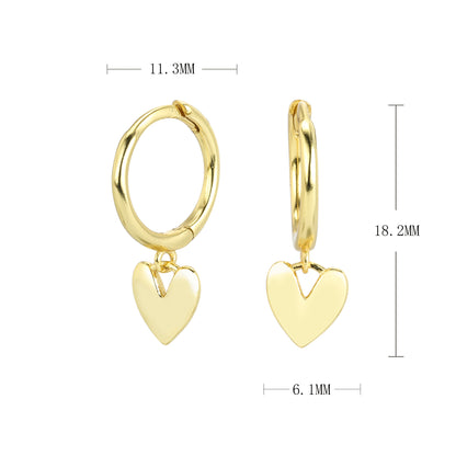 1 Pair Ig Style Casual Heart Shape Plating Sterling Silver White Gold Plated Gold Plated Drop Earrings
