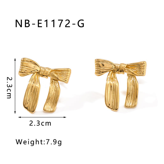 1 Pair IG Style Elegant Bow Knot Three-dimensional 316 Stainless Steel  18K Gold Plated Ear Studs