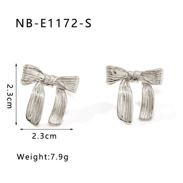 1 Pair IG Style Elegant Bow Knot Three-dimensional 316 Stainless Steel  18K Gold Plated Ear Studs