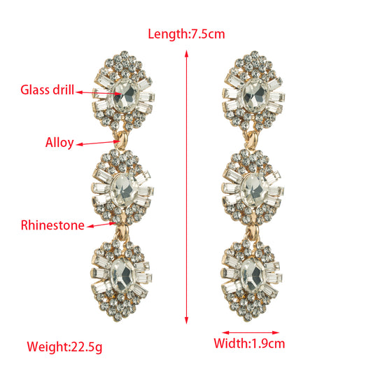 1 Pair Casual Modern Style Solid Color Inlay Alloy Rhinestones Glass Drop Earrings