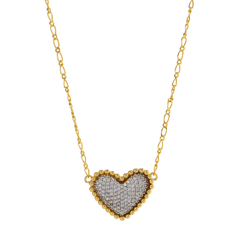Copper Casual Elegant Luxurious Plating Heart Shape Zircon Pendant Necklace