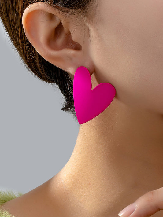 1 Pair Casual Elegant Simple Style Heart Shape Plating Iron Ear Studs