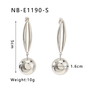 1 Pair IG Style Classic Style Shiny Ball 316 Stainless Steel  18K Gold Plated Drop Earrings