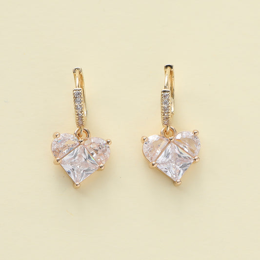 1 Pair Simple Style Shiny Star Heart Shape Inlay Copper Zircon Drop Earrings