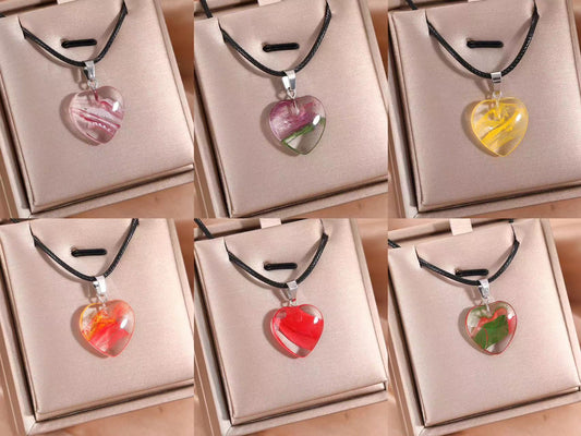 Simple Style Classic Style Heart Shape Alloy Glass Plating White Gold Plated Women's Pendant Necklace