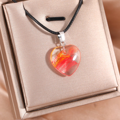 Simple Style Classic Style Heart Shape Alloy Glass Plating White Gold Plated Women's Pendant Necklace