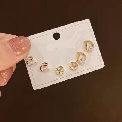 Sweet Animal Alloy Plating Inlay Artificial Gemstones Women's Ear Studs