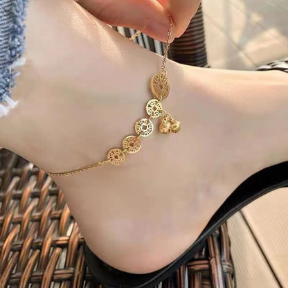Simple Style Classic Style Geometric Heart Shape Butterfly Titanium Steel Women's Anklet