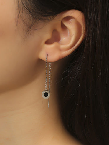 1 Pair Casual Elegant Simple Style Number Inlay Titanium Steel Acrylic Ear Line