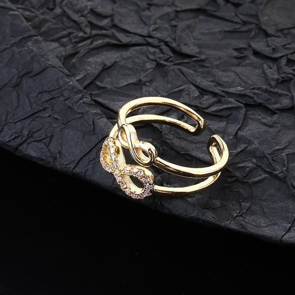 Japanese And Korean Stylish Opening Ring Personalized Ins Style Diamond Simple And Adjustable Ring Vintage Ring Niche Little Finger Ring