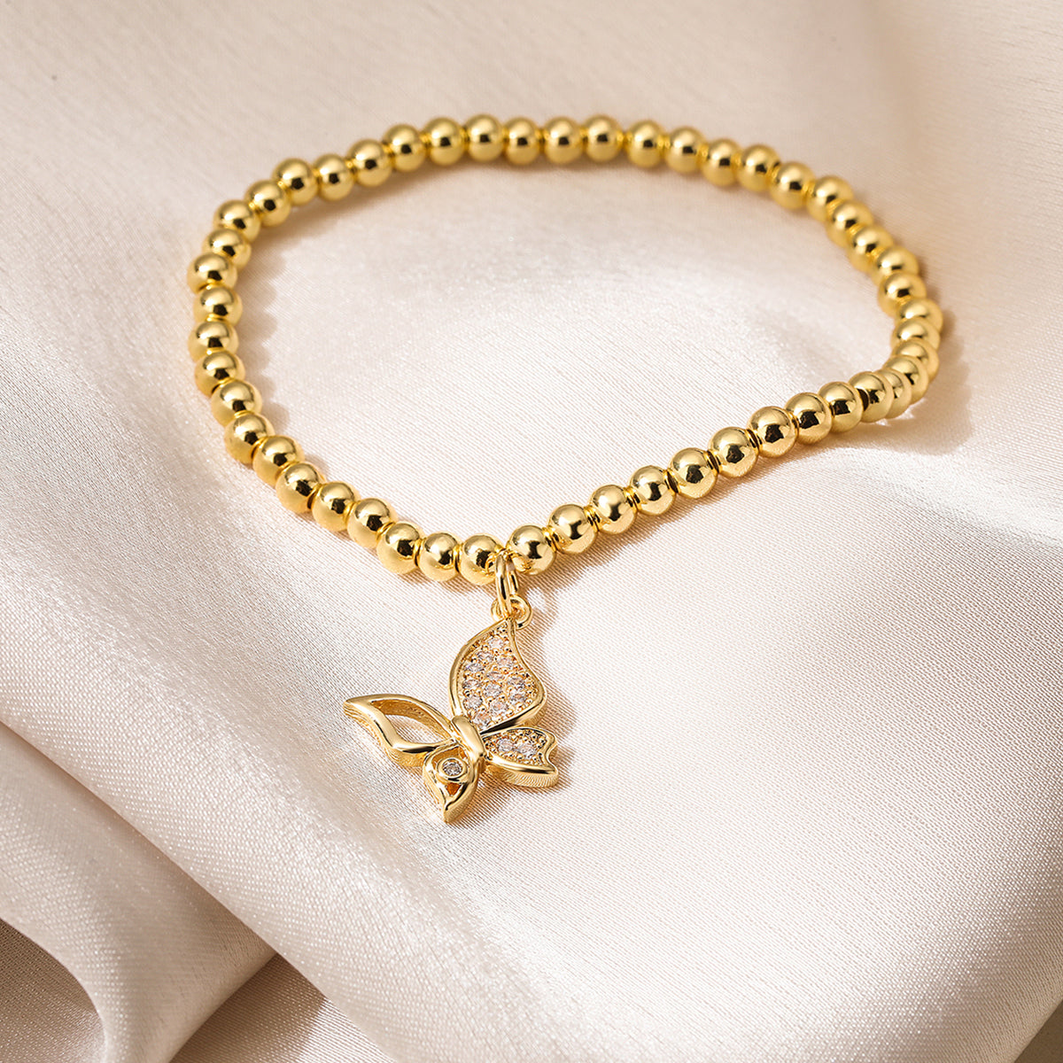 Simple Style Commute Butterfly Imitation Pearl Copper 18k Gold Plated Zircon Bracelets In Bulk