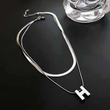 Simple Style Letter Stainless Steel Double Layer Necklaces