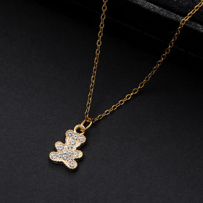 Simple Style Classic Style Bear Heart Shape Zinc Alloy Inlay Zircon Women's Pendant Necklace