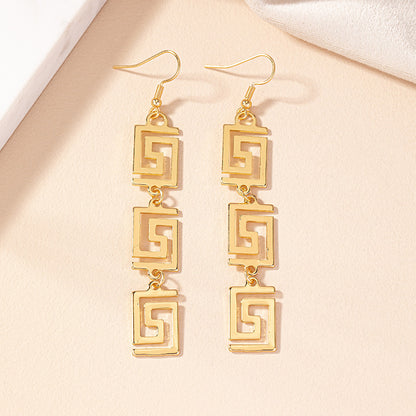1 Pair Nordic Style Original Design Quadrilateral Plating Alloy Gold Plated Drop Earrings