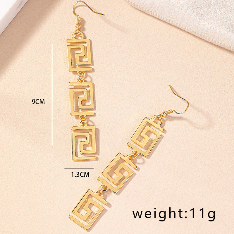 1 Pair Nordic Style Original Design Quadrilateral Plating Alloy Gold Plated Drop Earrings