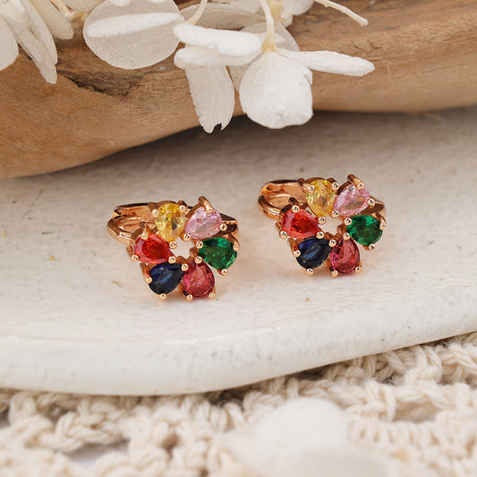 1 Pair Casual Modern Style Flower Inlay Copper Zircon Earrings