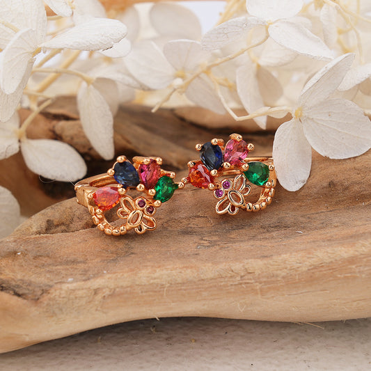 1 Pair Casual Modern Style Color Block Inlay Copper Zircon Earrings