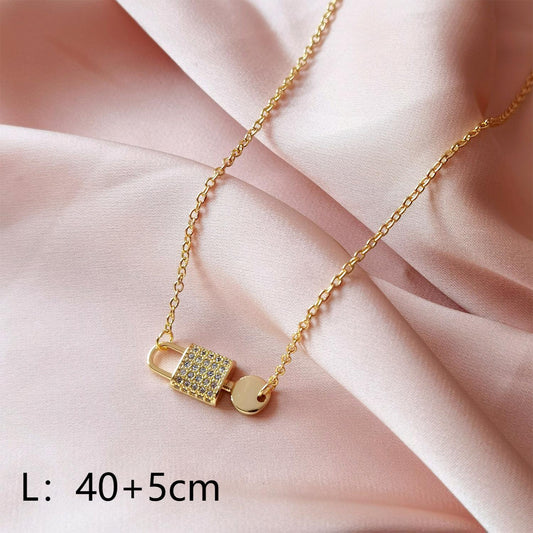 Copper 18K Gold Plated Elegant Cute Simple Style Plating Inlay Solid Color Rhinestones Pendant Necklace