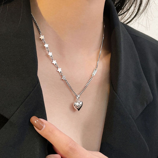 Sterling Silver Elegant Lady Heart Shape Pendant Necklace