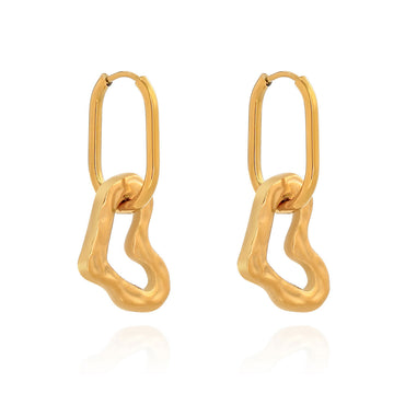 1 Pair Elegant Cute Heart Shape 304 Stainless Steel 18K Gold Plated Drop Earrings