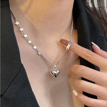 Sterling Silver Elegant Lady Heart Shape Pendant Necklace