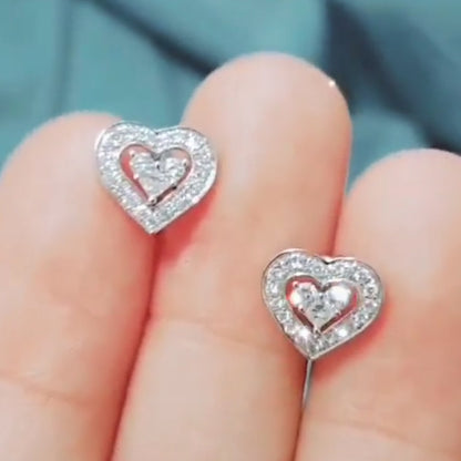 1 Pair IG Style Simple Style Shiny Heart Shape Inlay Copper Zircon Ear Studs
