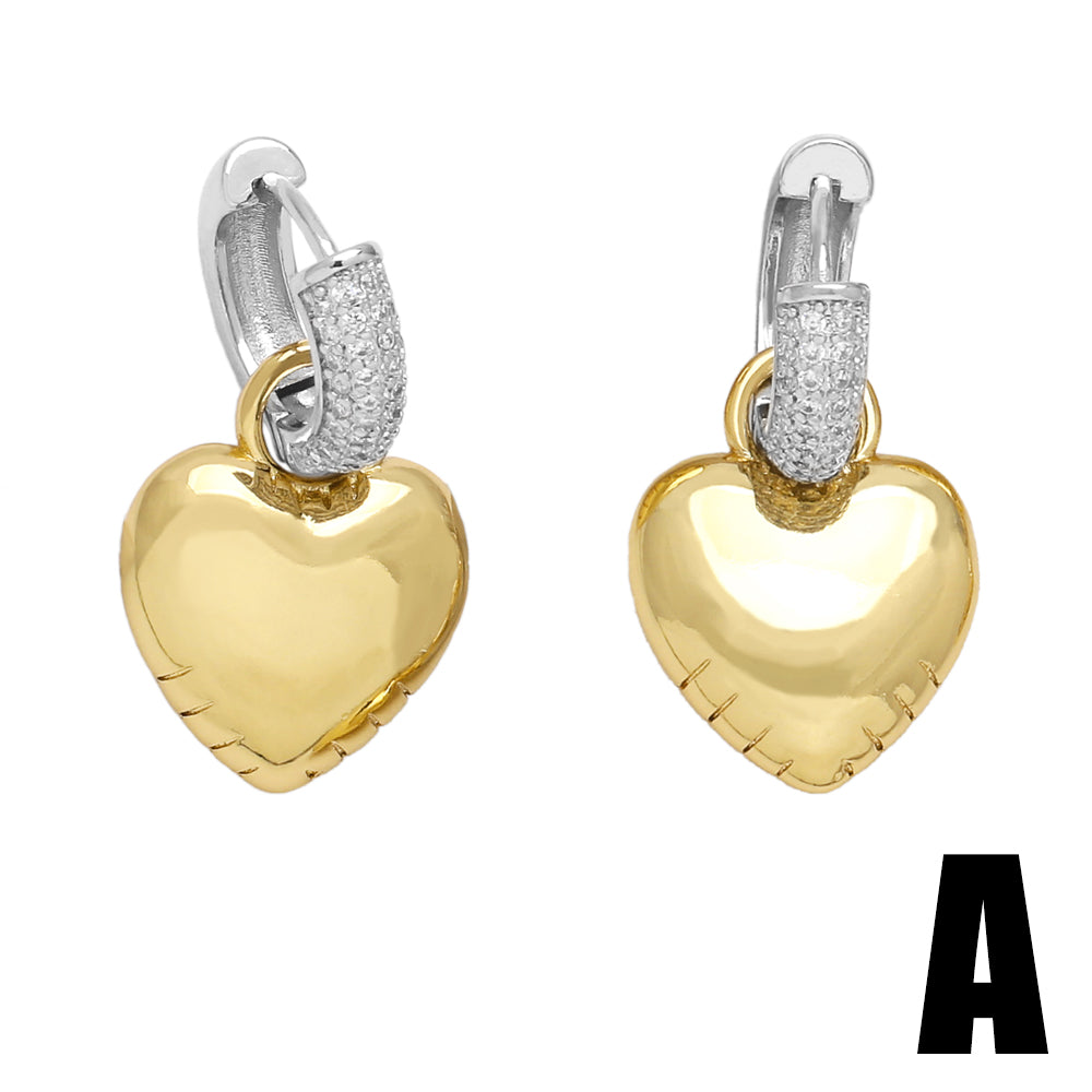 1 Pair Modern Style Simple Style Classic Style Heart Shape Inlay Copper Zircon Drop Earrings
