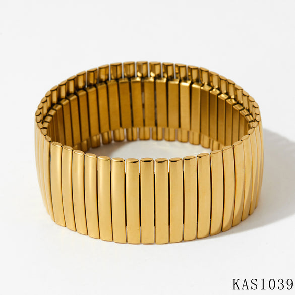 Modern Style Stripe 304 Stainless Steel 16K Gold Plated White Gold Plated Gold Plated Bangle In Bulk