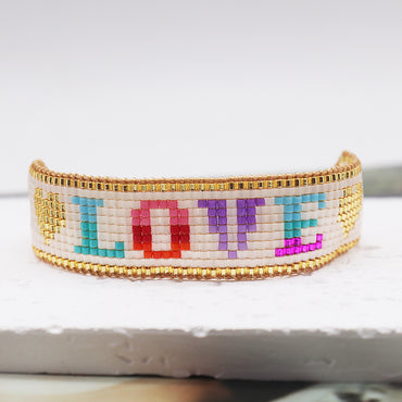 IG Style Casual Letter Heart Shape Glass Rope Beaded Knitting Women's Bracelets