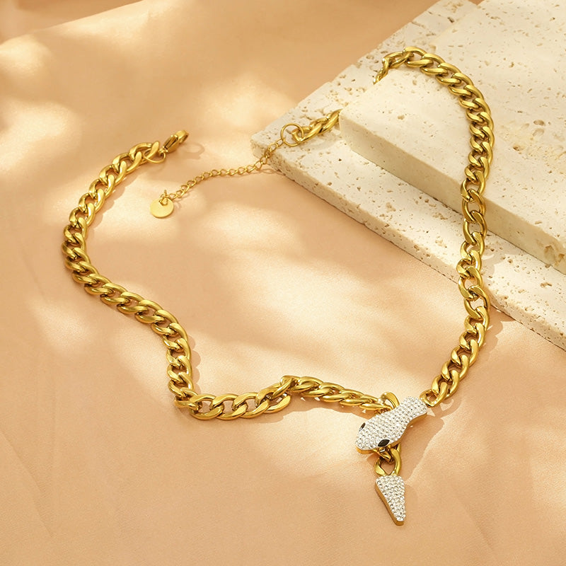 304 Stainless Steel Simple Style Snake Pendant Necklace