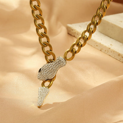 304 Stainless Steel Simple Style Snake Pendant Necklace